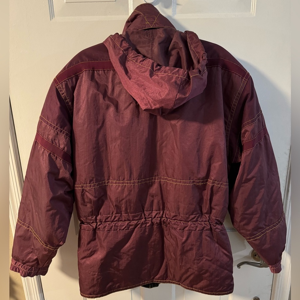 Vintage 90's Reusch Active Wear Maroon Hooded Ski Snow Jacket Embroidered LG - Picture 8 of 16